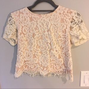 Forever 21 white floral lace crop top